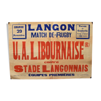 "Rugby Match" poster - City of Langon - 1930s