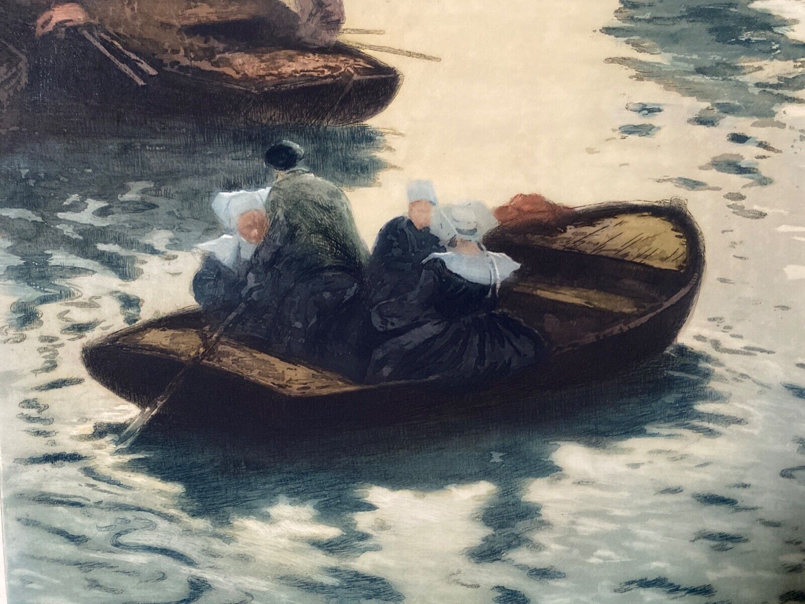 Lithograph Fernand-Marie-Eugène Le Gout-Gérard Bretonne Barque n°185