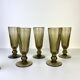 Set of 6 vintage black bubble glass champagne flutes
