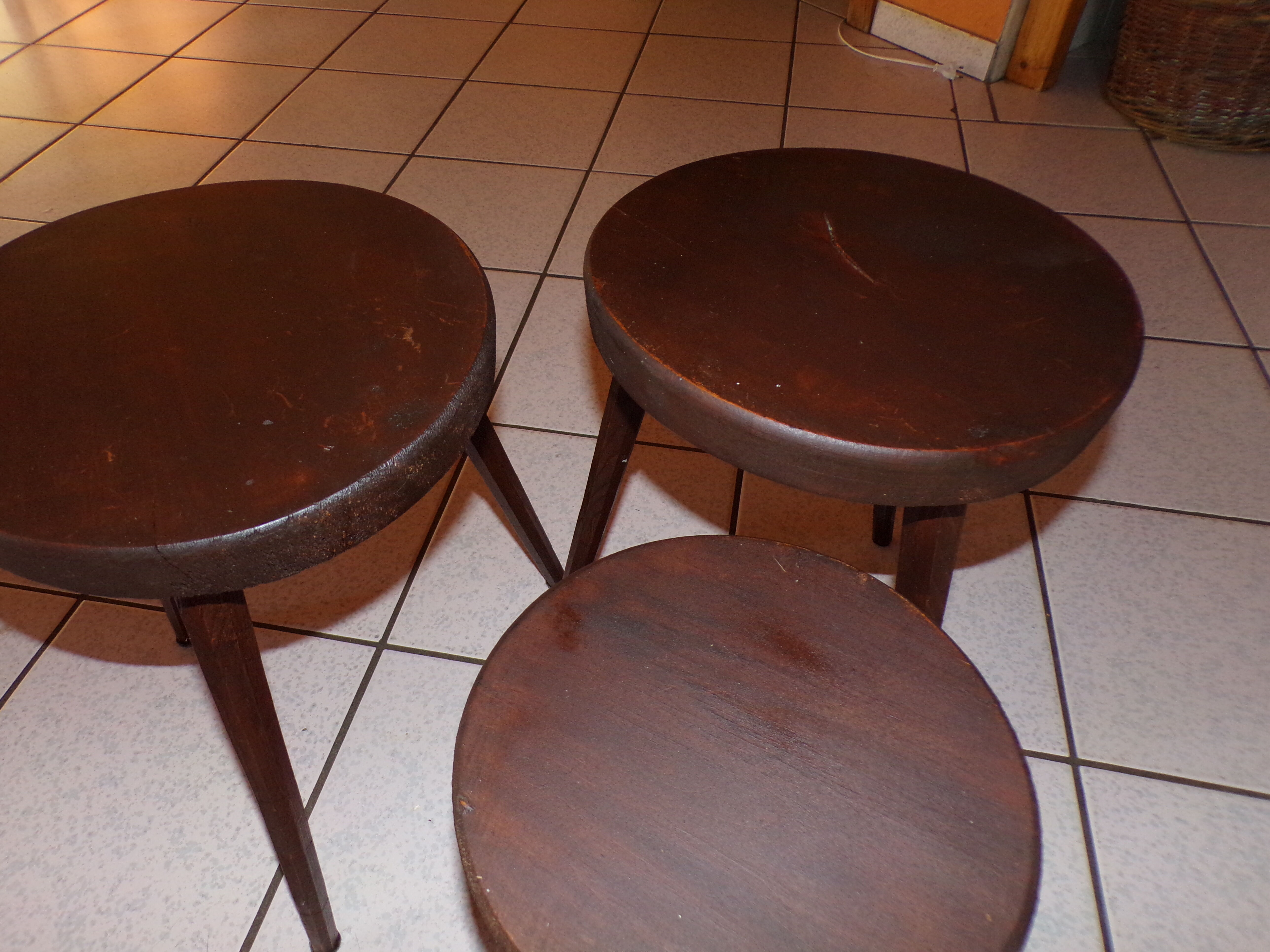 Lot of 3 tripod stools