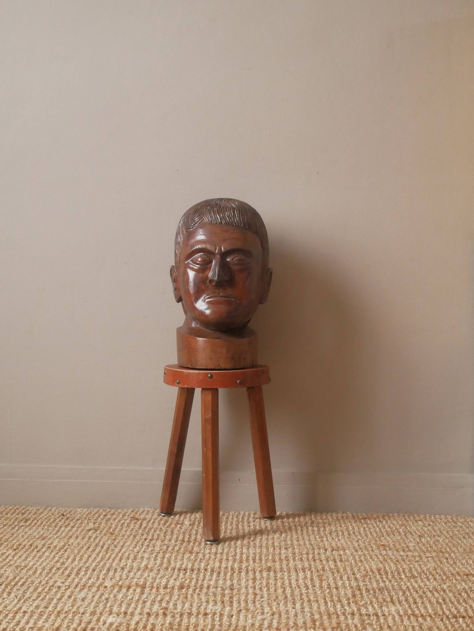 Kanak head wooden sculpture New Caledonia handmade object tribal ethnic marotte face