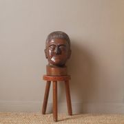 Kanak head wooden sculpture New Caledonia handmade object tribal ethnic marotte face