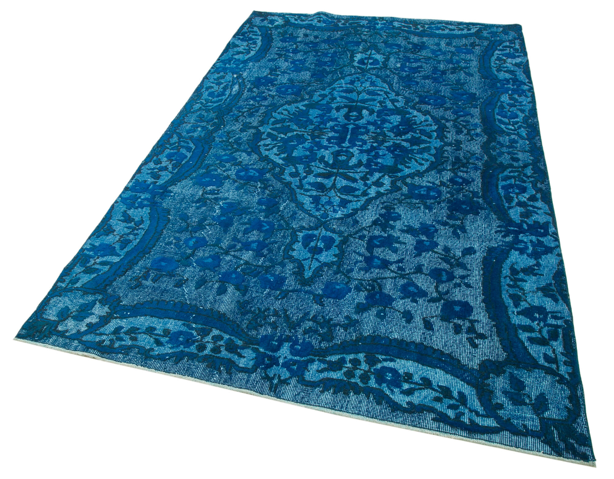 Hand-knotted unique anatolian 1980s 161 cm x 260 cm turquoise carpet