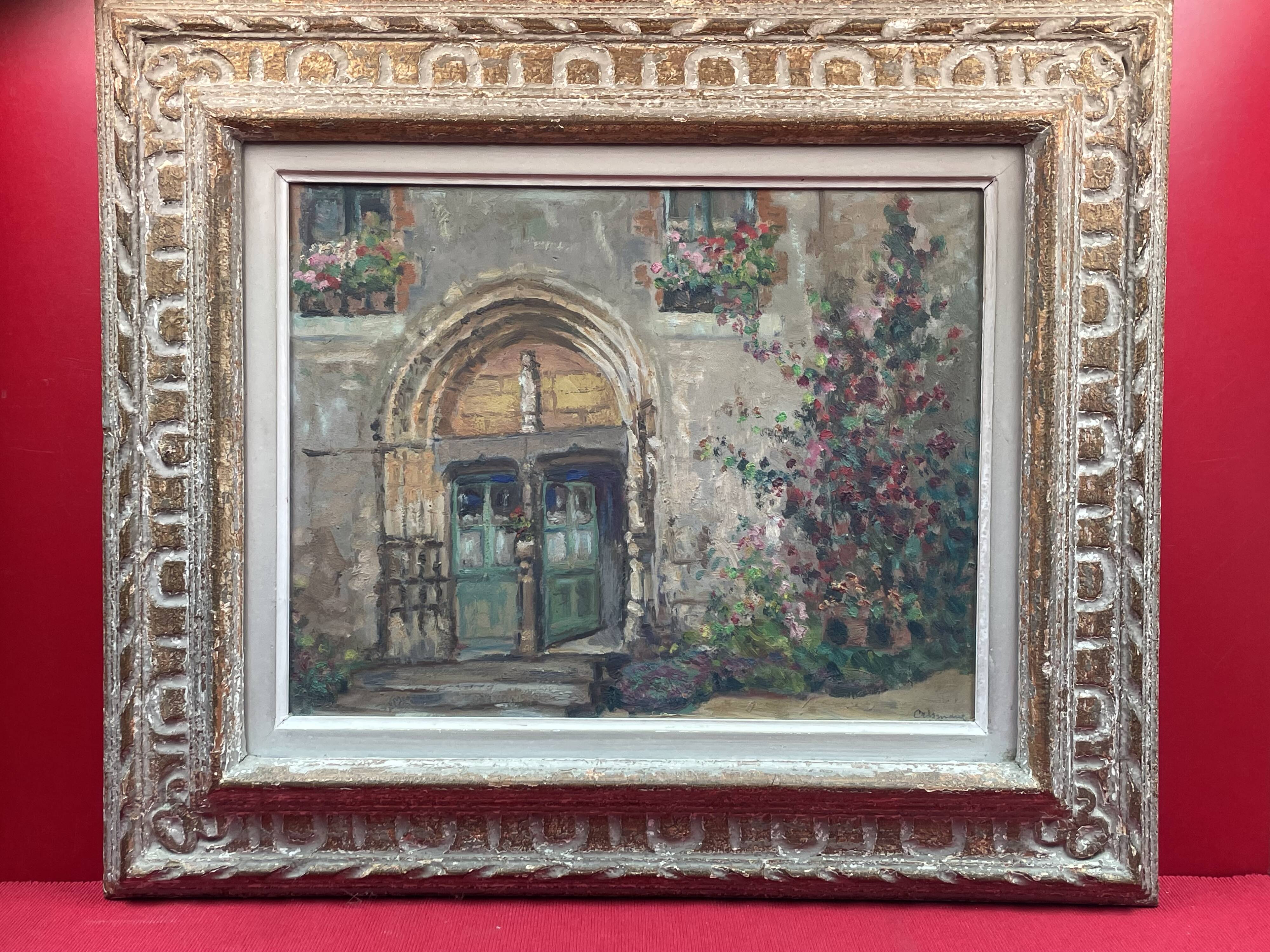 oil on panel signed Crismane - Former leper colony of Oudon Loire Atlan