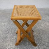 Wooden stool and folding caning