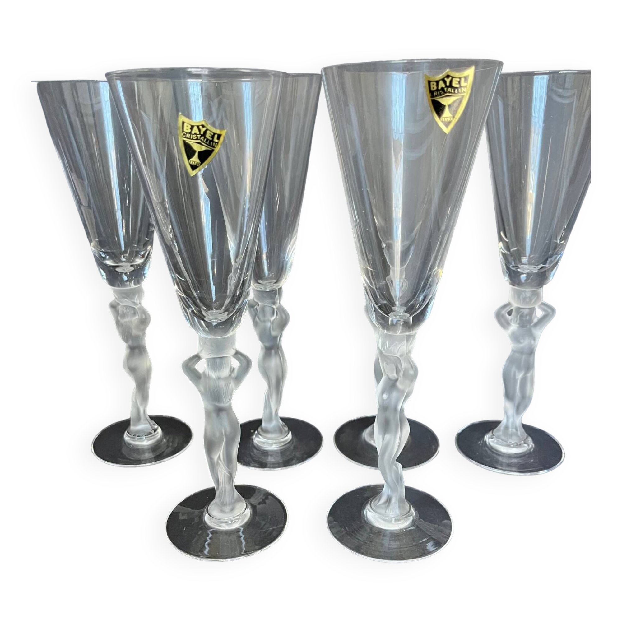 6 Bayel crystal champagne flutes