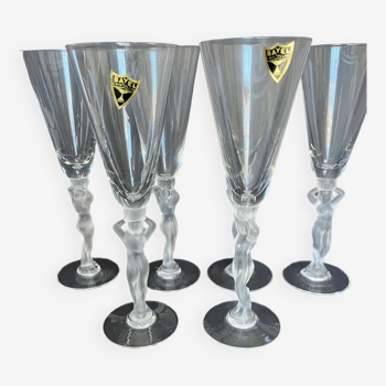 6 Bayel crystal champagne flutes
