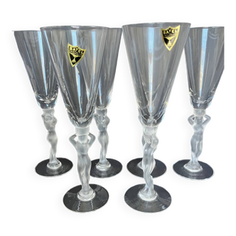 6 flutes a champagne en cristal de Bayel