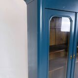 Antique Display Cabinet Painted Blue From 1920s