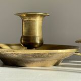 Antique solid bronze hand candlestick