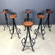 Vintage brutalist wrought iron bar stools, 1960s - set of 6