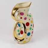 Boch Frères Pichet / Mid-Century Jug in Gold and Polka Dots, Belgium, 1950s