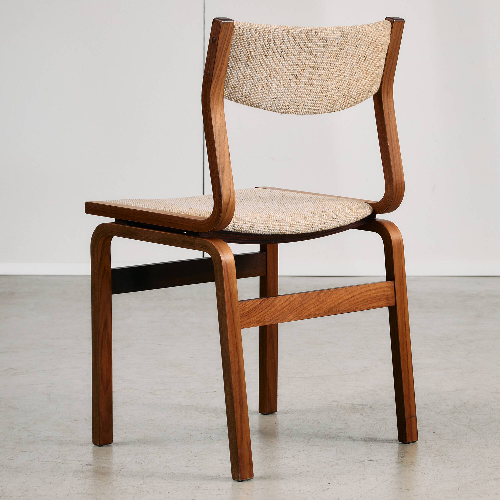 Mid-Century Bentwood Chair Set in Stained Beech with Wool Upholstery