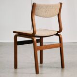 Mid-Century Bentwood Chair Set in Stained Beech with Wool Upholstery