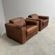 Ensemble de fauteuils en cuir marron vintage, années 1970.