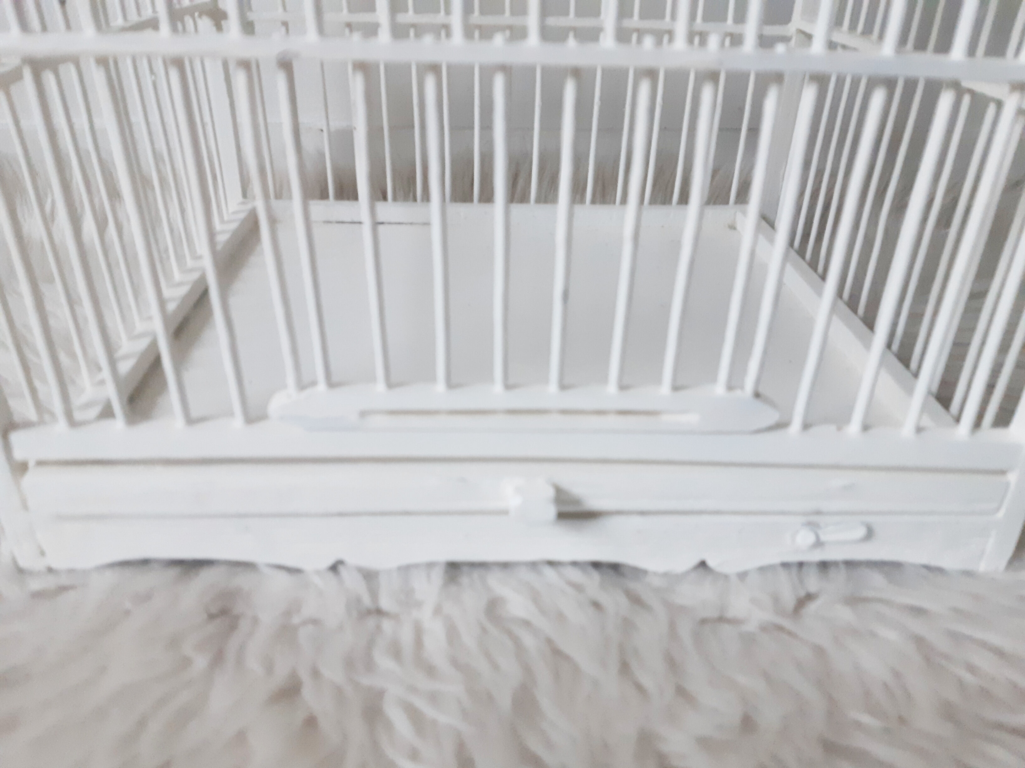 Vintage white cage for wooden decoration