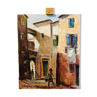 Oil painting on canvas mid-20th century signed M.Petitdidier