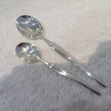 2 Christofle goldsmith mocha and coffee spoons, Duo model, 10 & 13.5cm