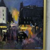 Swedish artist, scandinavian modern city landscape, 1970s, oil on canvas, signed,  framed