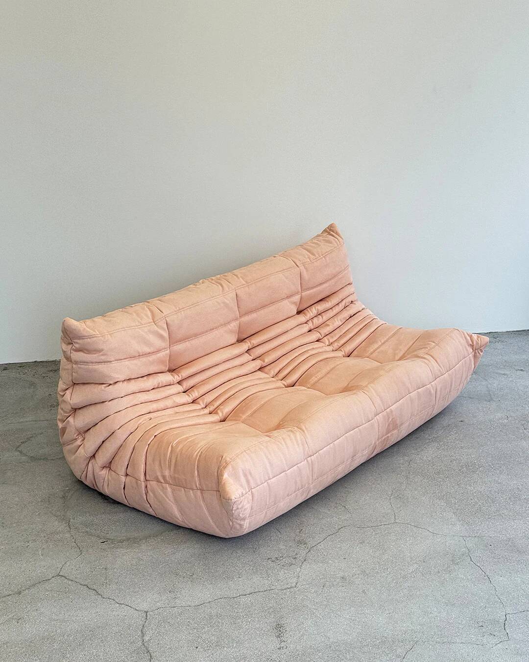 Baby Pink Alcantara 3-Seater Togo by Michel Ducaroy