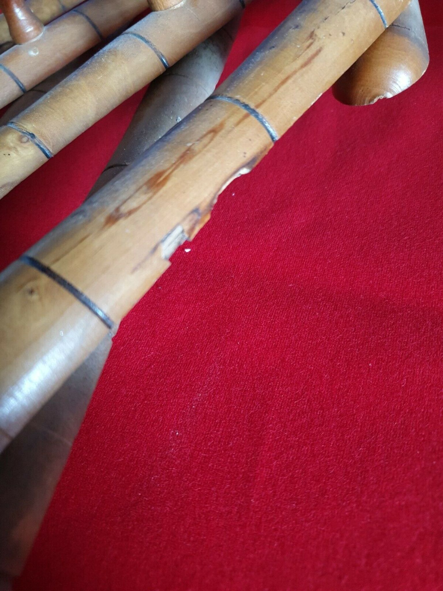 Vintage wooden coat rack imitation bamboo accordion 10 patères