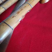 Vintage wooden coat rack imitation bamboo accordion 10 patères