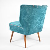 Cocktail vintage armchair, 60s, turquoise with pink edge, restored