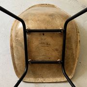 Chair in fibreglass and metal by René-Jean Caillette, stork, 1950 design.