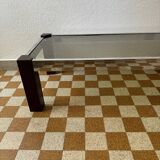 Chrome wood and smoked glass coffee table from the 70s
