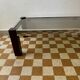 Table basse chromée bois et verre fumé années 70