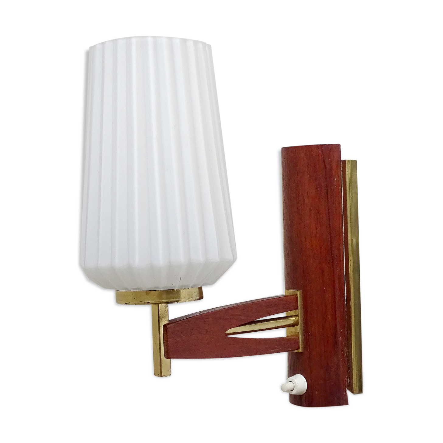 Scandinavian vintage aplique, 60s, teak glass brass