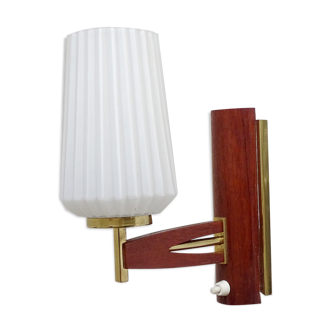 Scandinavian vintage aplique, 60s, teak glass brass