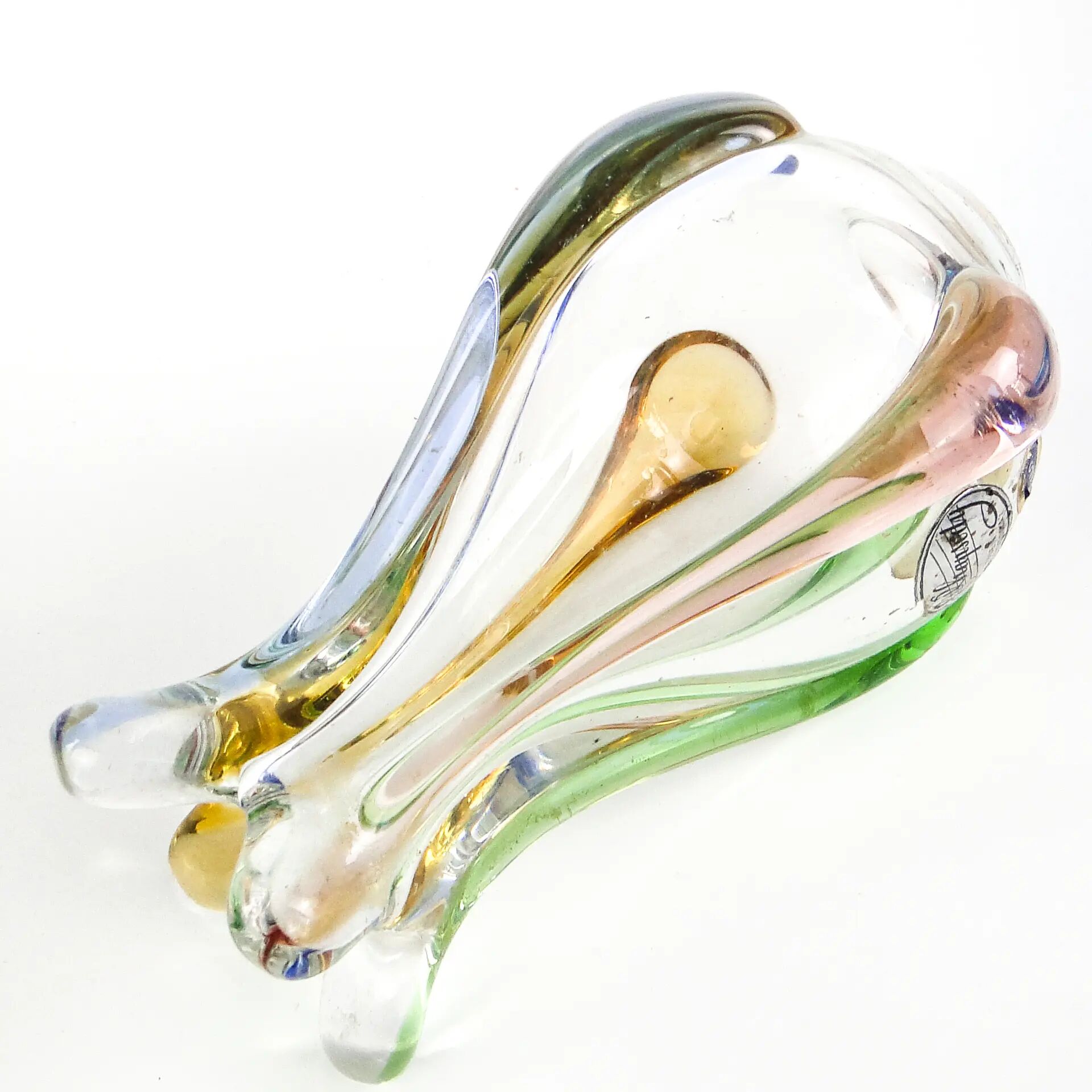 Vase moderne du milieu du siècle, en verre, conçu par H. Mahanovska, Tchécoslovaquie, années 1960.
