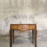 Vintage oak and elm burl bedside table