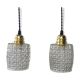 Pair of vintage molded glass pendant lamps