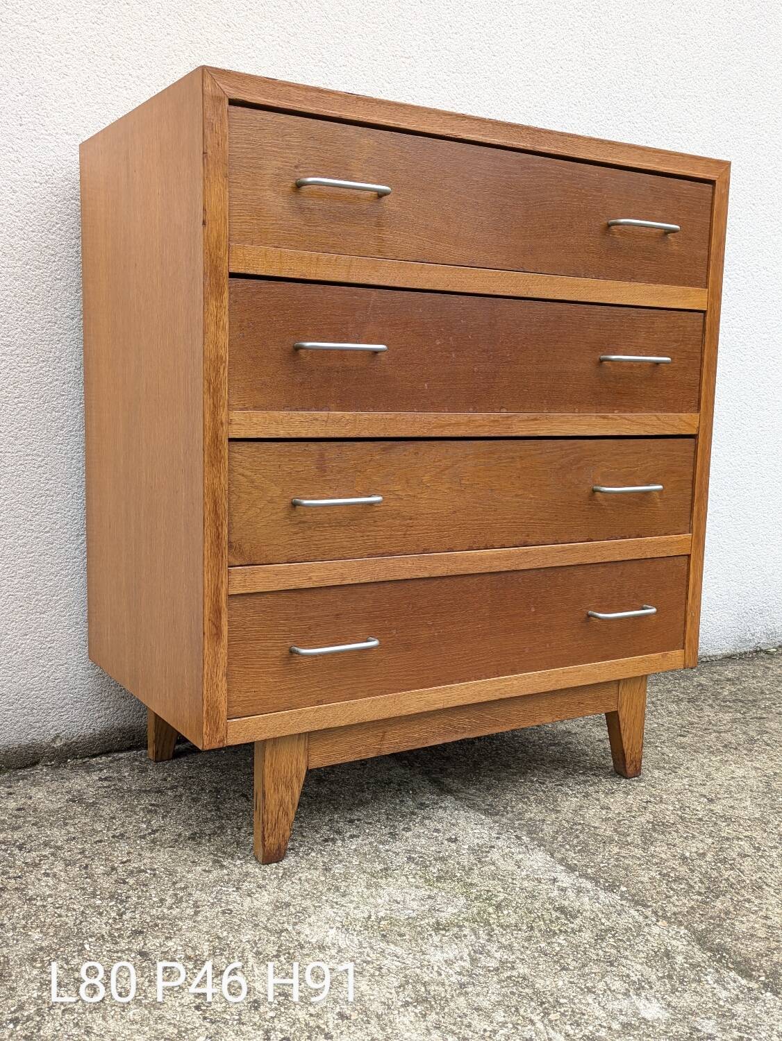 Vintage 1960s chest of drawers with compass foot