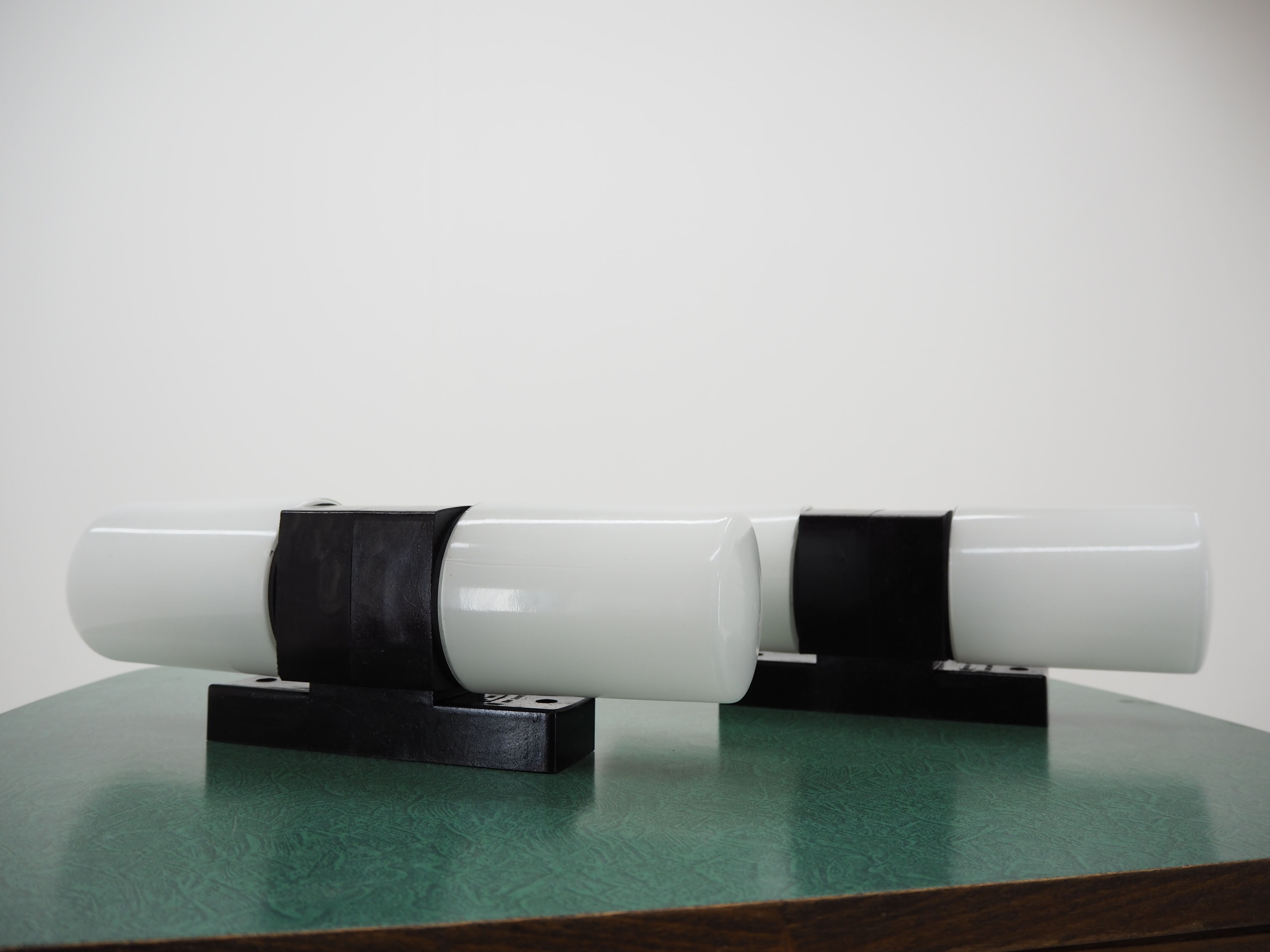Pair of Midcentury Bakelite and Glass Wall Lamps, Czechoslovakia 1950s