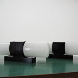 Pair of Midcentury Bakelite and Glass Wall Lamps, Czechoslovakia 1950s