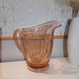 Vintage 50s pink glass pitcher.
