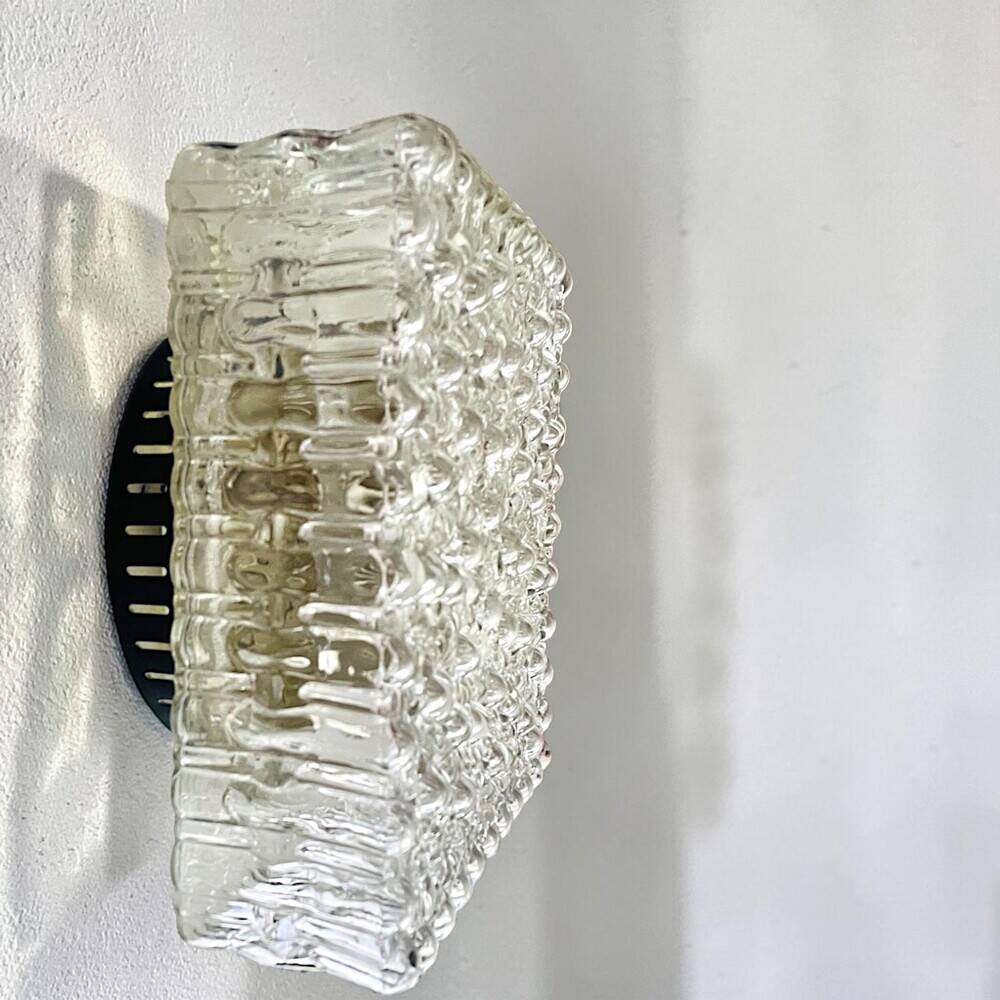 Large glass square flush mount ceiling or wall lamp