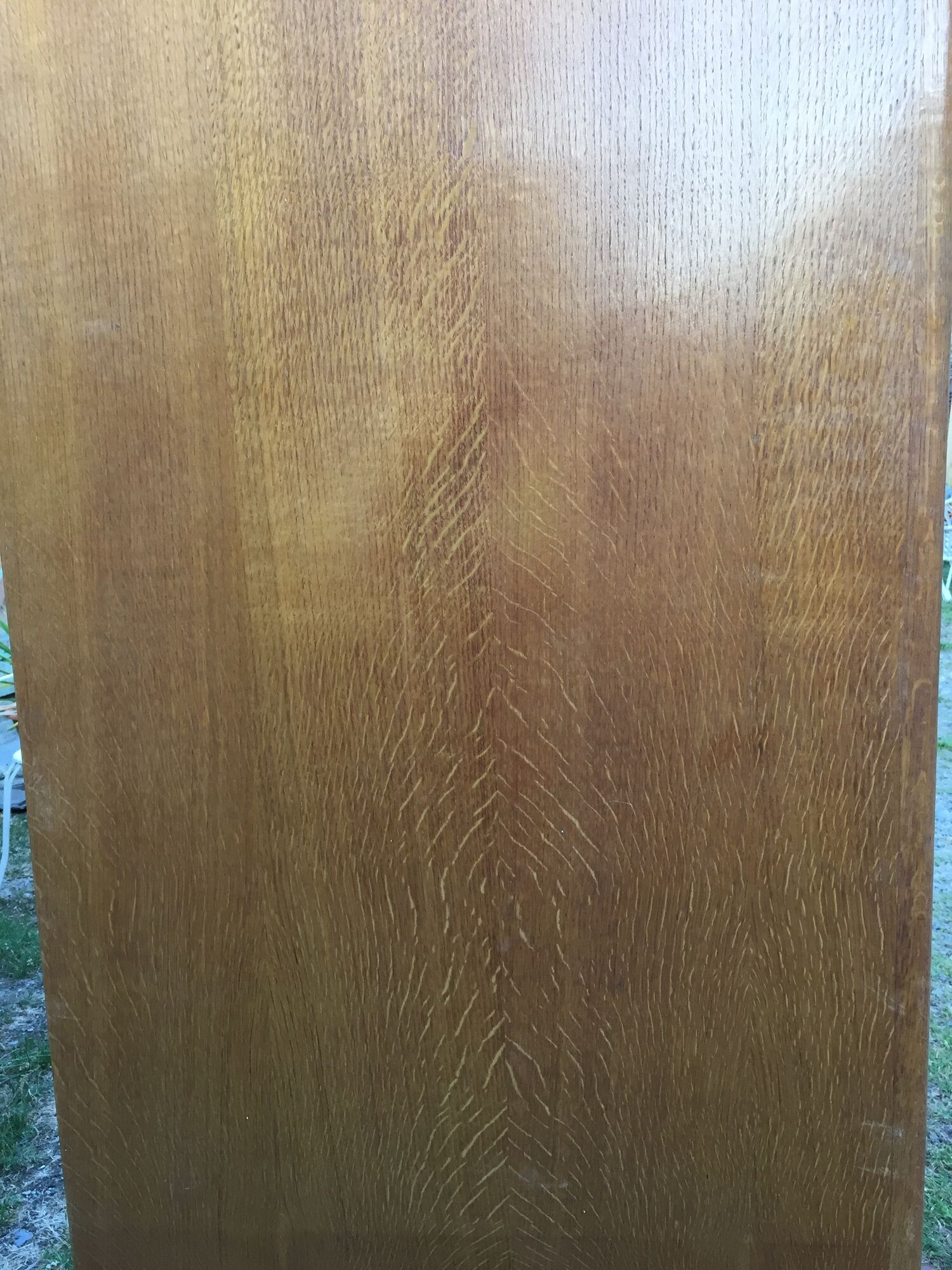 Vintage wardrobe with compass feet in oak and oak cp with 2 sliding doors.