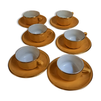 Yellow Apilco coffee service with golden borders