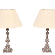 Stunning set of Rococo Silver Plated table lamps 1920s