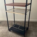 Vintage teak and metal bar trolley