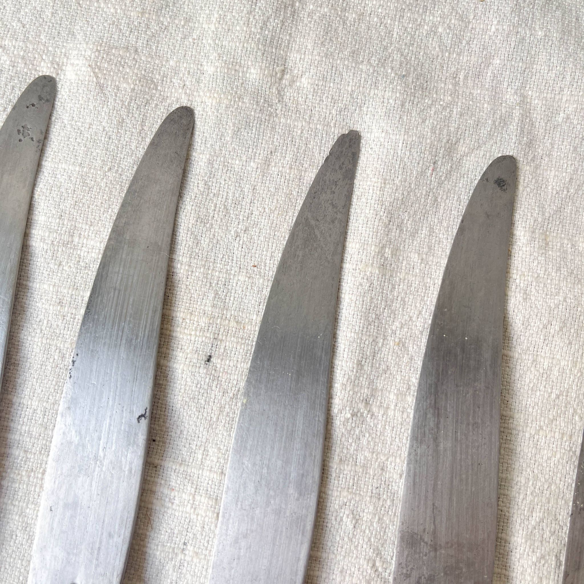 6 Vintage Horn Knives Silver Steel Blade LEPINE A LYON France 19th Century