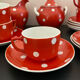 Coffee service, orange earthenware cups from Digoin Sarreguemines.