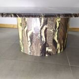 Ancient Oval Marble Coffee Table in Black Granite White Oval