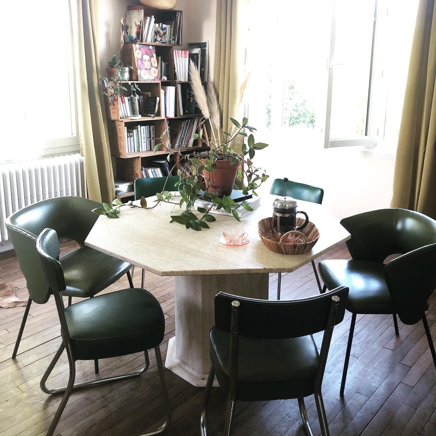 Travertine dining table
