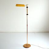 Vintage 1970s gilded brass adjustable and swivel floor lamp / reading lamp