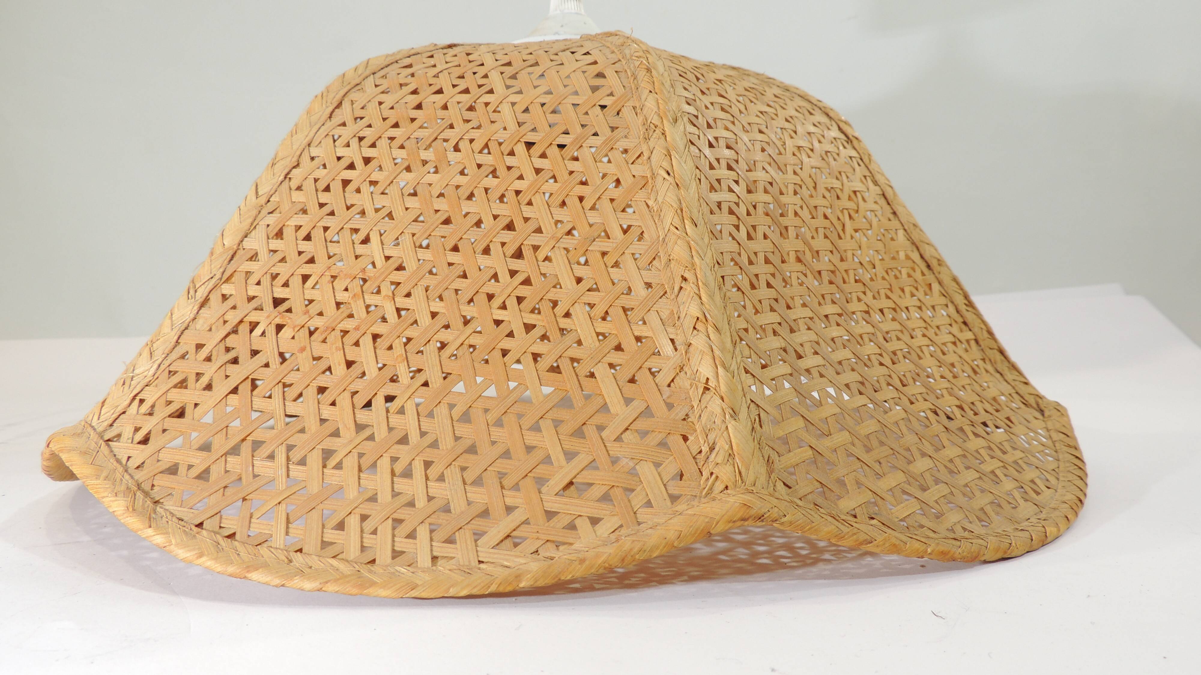 Abat jour vintage en cannage et rotin/vintage